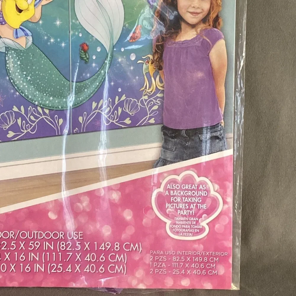 Disney PRINCESS Ariel Mermaid HAPPY BIRTHDAY party GIANT BACKDROP DECORATING KIT